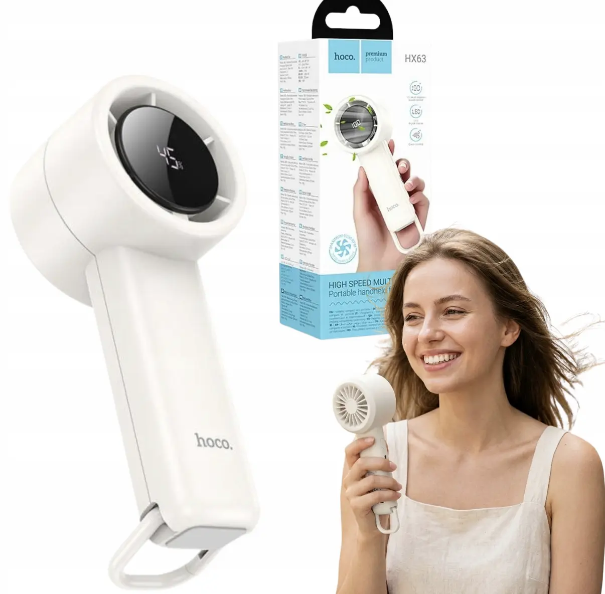 HOCO Handheld Turbo Fan with Digital Display